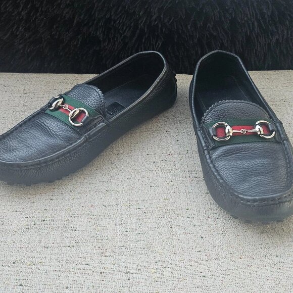 Gucci Men Shoes Slip On Loafer Black Leather Upper Made in Italy Size 40.5 Auth - Picture 5 of 15